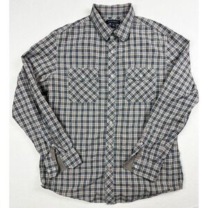 BANANA Republic Mens Button Long Sleeve Pocket Size L‎ Grey Blue Plaid